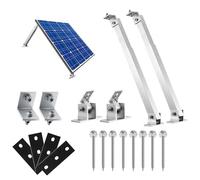 Support Panneau Solaire, Kit Fixation Réglables Angle Individuellement 15°-30° pour Balcon Electrique Centrale, Supports Montage Sol Aluminium pour Toit Plat, Garage, Bateau, Camping-Car