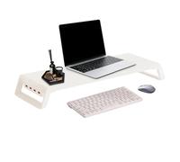 Support par moniteur - Legno 54x20x7.5cm Con 4 Porte USB | Ripiano Alzatavolo Pèr PC In Legnø con Spazio Tastiera, Casa, Ufficio - Support pour moniteur par Tavolo | Scuola, St р udio