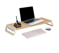 Support par moniteur - Legno 54x20x7.5cm Con 4 Porte USB | Ripiano Alzatavolo Pèr PC In Legnø con Spazio Tastiera, Casa, Ufficio - Support pour moniteur par Tavolo | Scuola, St р udio