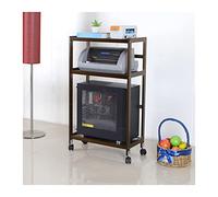 support pc sous bureau Support de tour PC avec roulettes, support d'imprimante mobile à 3 niveaux avec rangement, support de sol roulant en bambou avec étagères ouvertes, for le bureau à domicile ad