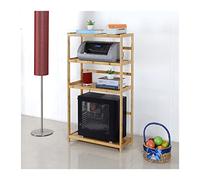 support pc sous bureau Support d'imprimante mobile for PC, support CPU à 4 niveaux avec étagères ouvertes, support de sol en bambou avec rangement, for le bureau à domicile adapté à la plupart des p