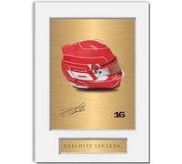 Support photo dédicacé de casque Charles Leclerc 2023 A4 pour les fans de course