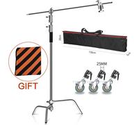 Support photographique C, hauteur réglable 2,6 m, construction durable en acier inoxydable,2,6 m avec sacoche pour roues