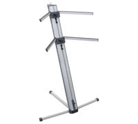 Classic Cantabile KS-100 Support Double Pour Claviers - Support Clavier 2 Niveaux Réglables En Hauteur - Support Avec Capacité De Charge De 25 Kg Par Niveau - Connexion Pour Bras Micro - Argent