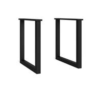 Support - Pieds en U - Bois massif pour plateau de table - Laqué noir - 70x71cm, RF953