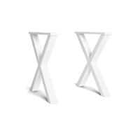 Support - Pieds en X - Bois massif pour plateau de table - Laqué blanc - 72x72cm, RF960