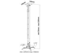 Support plafond Reflecta Tapa L 700-1200mm argenté