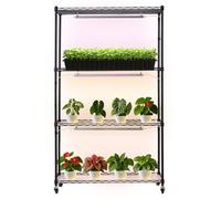 VEVOR Support Plantes Intérieur avec Lampe de Croissance, Étagère Plantes 4 Niveaux en Métal, 150 cm, 90 W, avec Roulettes, 3 Modes Couleur Éclairage Réglables, Meuble Présentoir pour Pots de Fleurs