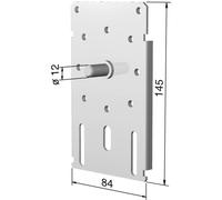 Support plaque cote oppose 145 x 84 avec pion de 12 mm