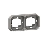 plaque d'encastrement - 2 postes - horizontal ou vertical - gris - legrand plexo 069683l