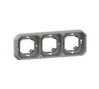Support plaque encastré 3 postes étanche gris Plexo LEGRAND