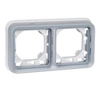 Legrand Support de plaque Plexo IP55 - 2 postes horizontaux - Gris