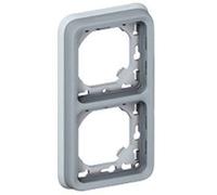 Legrand 069685 Support Plaque Étanche 2 Postes Verticaux Plexo Composable IP55, Gris