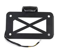 Support Plaque Moto pour Chopper pour Cruiser pour Bobber Cadre De Plaque D'immatriculation Moto Éclairage LED Support en Métal Noir Montage Latéral Universel