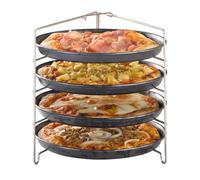 Support plaques à pizza - Aps - Inox - Pliable - Cuisson 4 plaques - Rangement facile