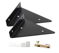 Support Pliable, 2 Supports d'étagère triangulaires Robustes, Fer Flottant, Angle de Joint Industriel, étagère Ouverte Murale(Black,14cm/5.5in)