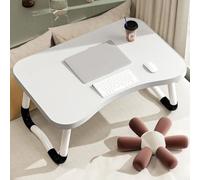 Support Pliable For Ordinateur Portable, Table De Lit Portable En Bois, Idéale For Travailler, Lire, Écrire, Manger Et Regarder Des Films Au Lit, Sur Un Canapé(White - Curved)