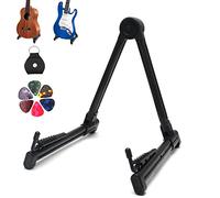 Support Pliable pour Guitare Support de Guitare Portable Stand de Guitare Universel Classique avec Médiators et Sac de Médiator Porte Guitare pour Guitare Acoustique Électrique Basse Ukulélé, Noir