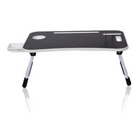 Support Pliable pour Ordinateur Portable avec Tiroir De Rangement, Porte-gobelet, Emplacement pour Tablette Et Ports USB - Plateau De Lit Polyvalent pour Le Bureau à Black