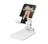 Support pliable pour téléphone portable avec couronne de fleurs - Hauteur réglable - Compatible avec tous les smartphones - Blanc