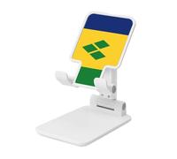 Support pliable pour téléphone portable avec drapeau de Saint-Vincent-Grenadines - Angle réglable en hauteur - Compatible avec tous les smartphones - Blanc