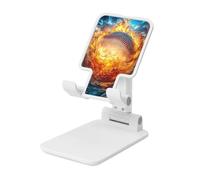 Support pliable pour téléphone portable Fire And Water Baseball - Angle réglable en hauteur - Support de bureau portable compatible avec tous les smartphones - Blanc