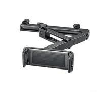 Support pliable réglable en métal pour téléphone portable et tablette pour appuie-tête arrière de voiture, double axe, étirement et bouton de verrouillage, compatible avec un espacement d'appui-tête
