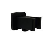 Support Pomme De Douche Support de douche mural, coude d'alimentation avec main, raccord de tuyau de douche carré 1/2", montage mural, sortie d'eau(Black)