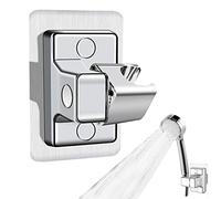 Support Pommeau de Douche, 360° Réglable Support Douche, ABS Plastique Accroche Pommeau de Douche Support Pommeau de Douche sans Percage, Adhésif Fort Porte Pommeau de Douche Support Douche Argent