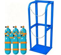 Support portable pour bouteilles de gaz, Support robuste en acier pour bouteilles d'oxygène Pour CO2, propane et argon, Étagère de rangement au sol avec chaîne de sécurité(31x30x100cm)