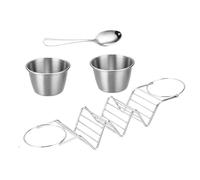 Support Porte-tacos - Acier Inoxydable 28,5x6,2x3,8 Cm | Support À Burrito Avec Tasse À Sauce, Cuillère, Passe Au Lave-vaisselle | Ensemble De Service Sûr De Barre De Taco De Gril Résistant À La Chale