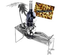 Support Porte-Vin Porte-Bouteille Femme en Vacances en Métal Deco Présentoir