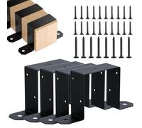 Support postal, pinces pour poteaux en bois | 4 x 4 en fonction de la classe de réparation | Support robuste en forme de U avec élément de fixation noir pour l'extérieur, l'intérieur, le jardin, le