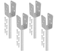 KOTARBAU® 4 pcs Support Poteau à Sceller - Acier Galvanisé - 51 mm - Argent - Pied de Poteau Bois - avec Ancrage Béton - Embase Robuste pour Clôture Jardin Terrasse