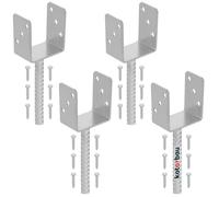 Support Poteau à Sceller- KOTARBAU® - 4 pcs- Acier Galvanisé - 91MM - Argent - Pied de Poteau Bois - avec Ancrage Béton