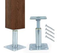 Support Poteau Bois,2 Pièces Support Poteau,Pied de Poteau Reglable 100-130mm,Acier Galvanisé épais,Pied Reglable avec Vis,Pied de Poteau pour Carport,Pergola,Clôtures,Pavillon