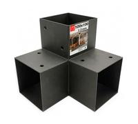 Support poteau bois 90° angle Y 102x206x202x2, Connecteur bois charpente | Equerre fixation lourde métal noir, pergola jardin extérieur, tonnelle, cabane terrasse, équerre de fixation robuste