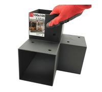 Support poteau bois 90° angle Y 102x206x202x2 | Equerre fixation lourde métal noir | Connecteur bois charpente, pergola jardin extérieur, tonnelle, cabane terrasse, équerre de fixation robuste