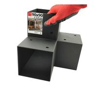Support poteau bois 90° angle Y 92x185x182x1,5 | Equerre fixation lourde métal noir | Connecteur bois charpente, pergola jardin extérieur, tonnelle, cabane terrasse, équerre de fixation robuste