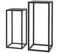 Support Pots De Fleurs 2 Pièces - Lot De 2 Étagères À Fleurs - Portes Plantes - Acier Époxy Noir