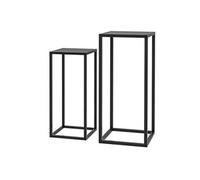 Support pots de fleurs 2 pièces - lot de 2 étagères à fleurs - portes plantes - acier époxy noir