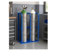 Support pour 2 bouteilles de gaz 40L, rack acier avec chaînes réglables, support en U et trous de fixation, garage atelier labo