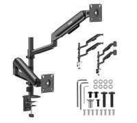 Support pour 2 écrans Ergo Office (17-32 Pouces) | Double vérin à gaz | VESA 75 x 75, 100 x 100, 2 x 10 kg | Réglage de la Hauteur, de la Rotation, de l'inclinaison | Montage sur Le Plateau de Table