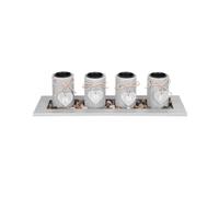 Support pour 4 bougies, modèle HOME, bois et pierres naturelles, gris, 39x12,5x10 cm, Magic Home