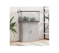 Support pour Aquarium, Armoire pour Aquarium avec 4 Compartiments, Meuble de Base pour Aquarium avec Rangement Intérieur, Sonoma Gris Bois
