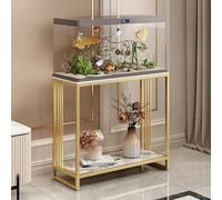 Support pour Aquarium avec éTagèRe, D'Aquarium en MéTal à 2 Niveaux, pour Terrariums De Tortues Et Reptiles pour La Maison Le Bureau(Gold,50x30x70cm/20x12x27.5")