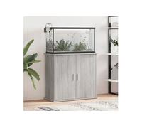 vidaXL Support pour aquarium Meuble de base 4 compartiments avec rangement intérieur Sonoma gris