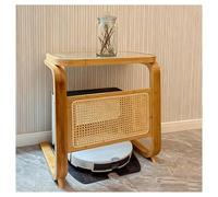 Support pour Aspirateur Robot en Bambou Rangement Aspirateur Table d'appoint Bureau pour Salon, Chambre, Changement d'eau Facile