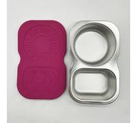 Support pour assiette en acier inoxydable à double grille pour sauce, frites et sauces, portable, 14 cm (rouge)