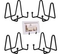 Support pour Assiettes en Métal,4 Pièces Supports Décoratifs Noir,Chevalet Support Presentoir Porte Assiette,Metal Support Assiette Decorative,Support Cadre Photo de Table pour Photo,Livre(7,5cm)